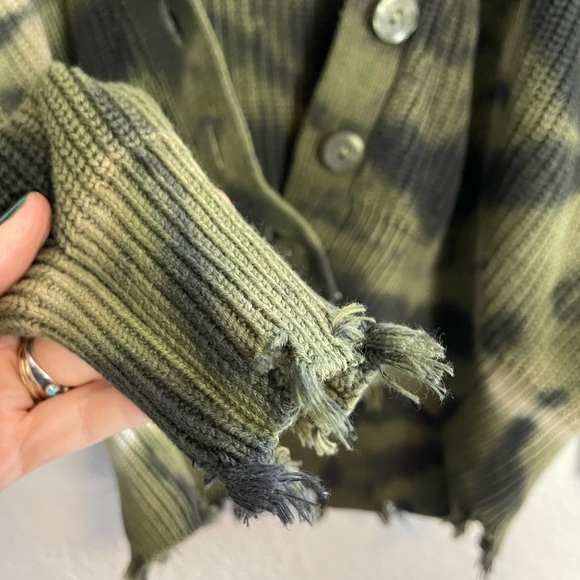 Young Fabulous and Broke green camo Tie-Dye distressed Women's Cardigan. New - Picture 7 of 11